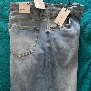 Forever 21 90's Fit High-Rise Straight-Leg Jeans Light Denim Size 30